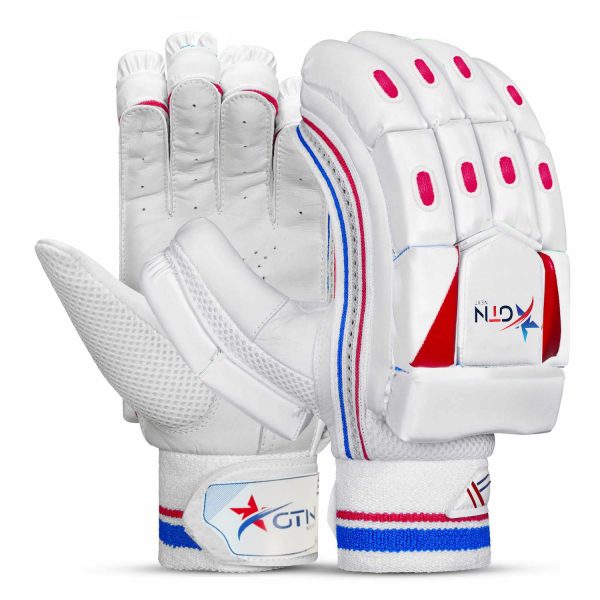 Perfect Cricket Gloves for Right Hand Batsmen – White & Red Design, Double Layer Protection