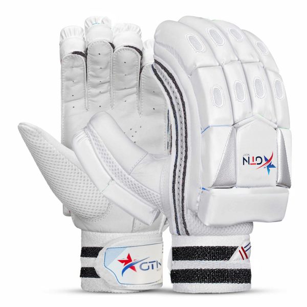 Cricket Gloves for Right Hand Batsmen – Double Layer Protection and Comfort Lightweight Cricket Gloves in White and Silver